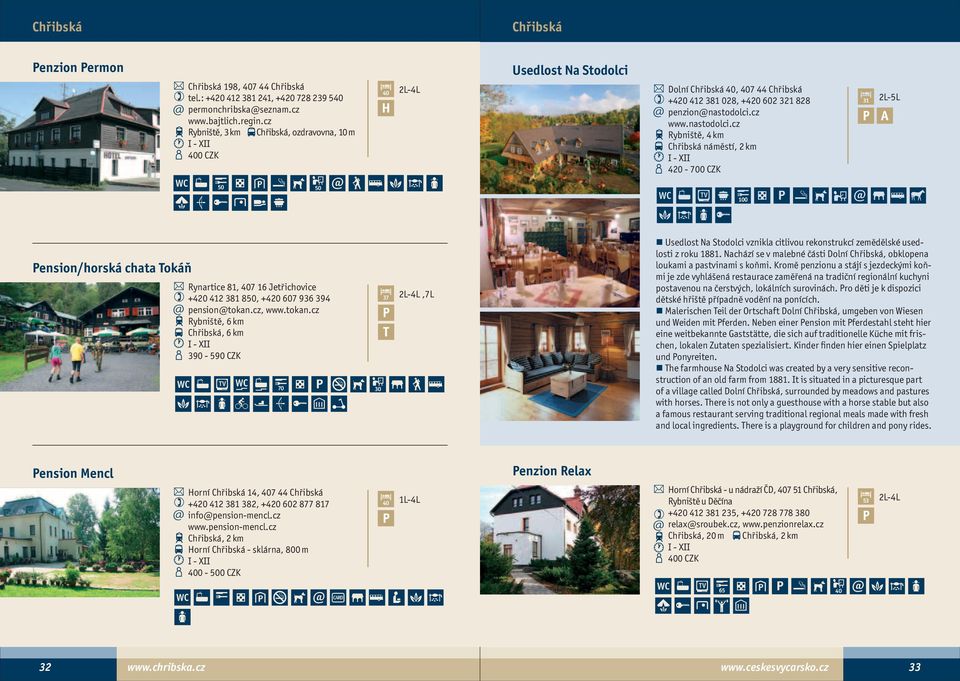 cz www.nastodolci.cz Rybniště, 4 km Chřibská náměstí, 2 km 420-700 CZK 31 2L-5L 50 50 100 ension/horská chata okáň Rynartice 81, 407 16 Jetřichovice +420 412 381 850, +420 607 936 394 pension@tokan.