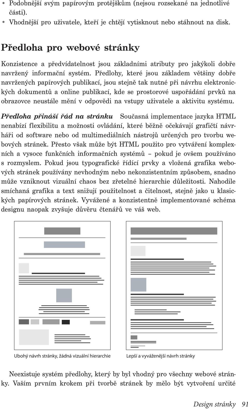 Předlohy, které jsou základem většiny dobře navržených papírových publikací, jsou stejně tak nutné při návrhu elektronických dokumentů a online publikací, kde se prostorové uspořádání prvků na