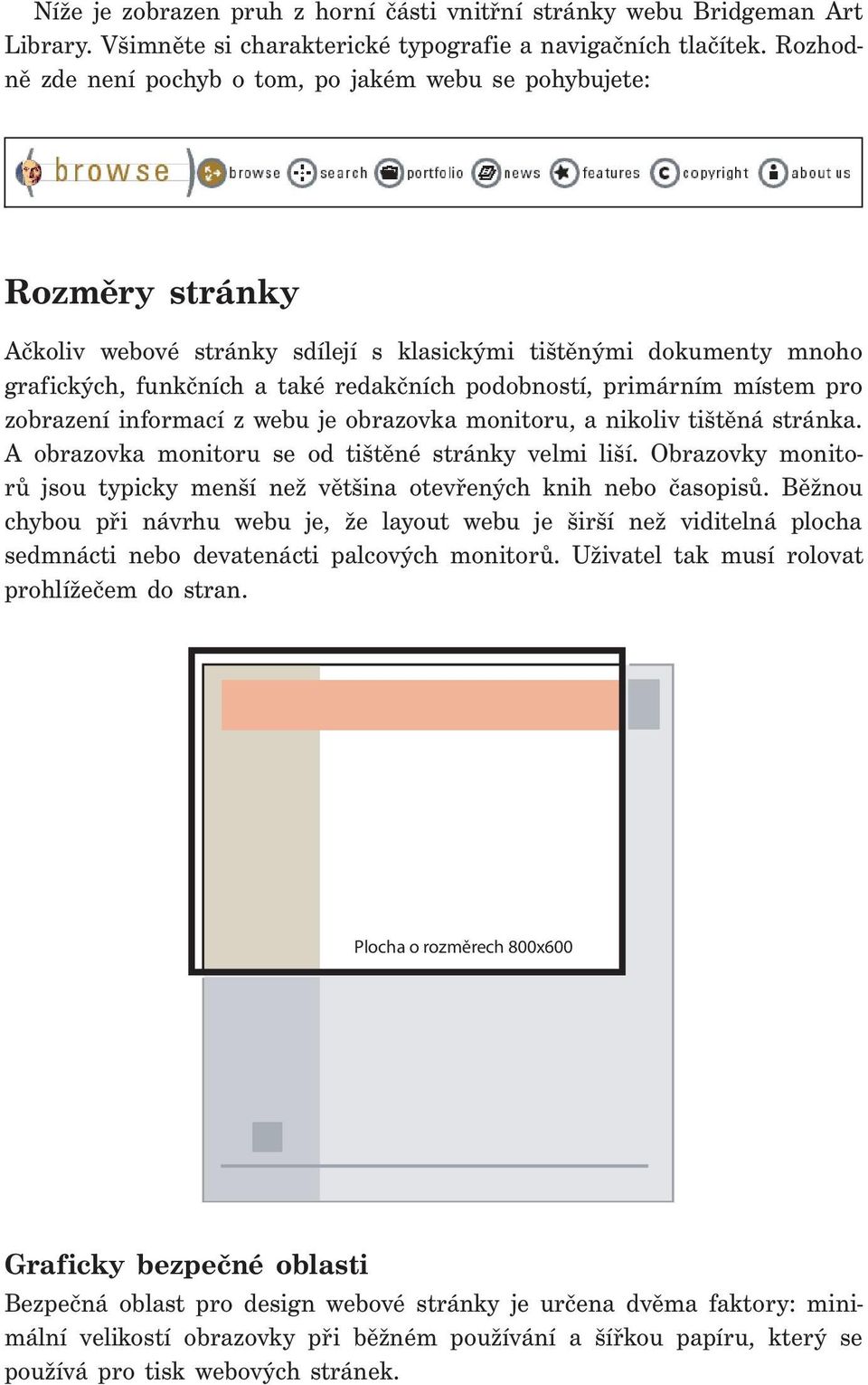 primárním místem pro zobrazení informací z webu je obrazovka monitoru, a nikoliv tištěná stránka. A obrazovka monitoru se od tištěné stránky velmi liší.