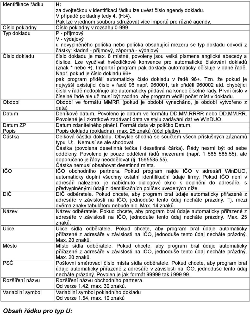 výdajový Číslo dokladu číslo dokladu je max. 8 místné, povoleny jsou velká písmena anglické abecedy a číslice. Lze využívat hvězdičkové konvence pro automatické číslování dokladů (znak * nebo +).
