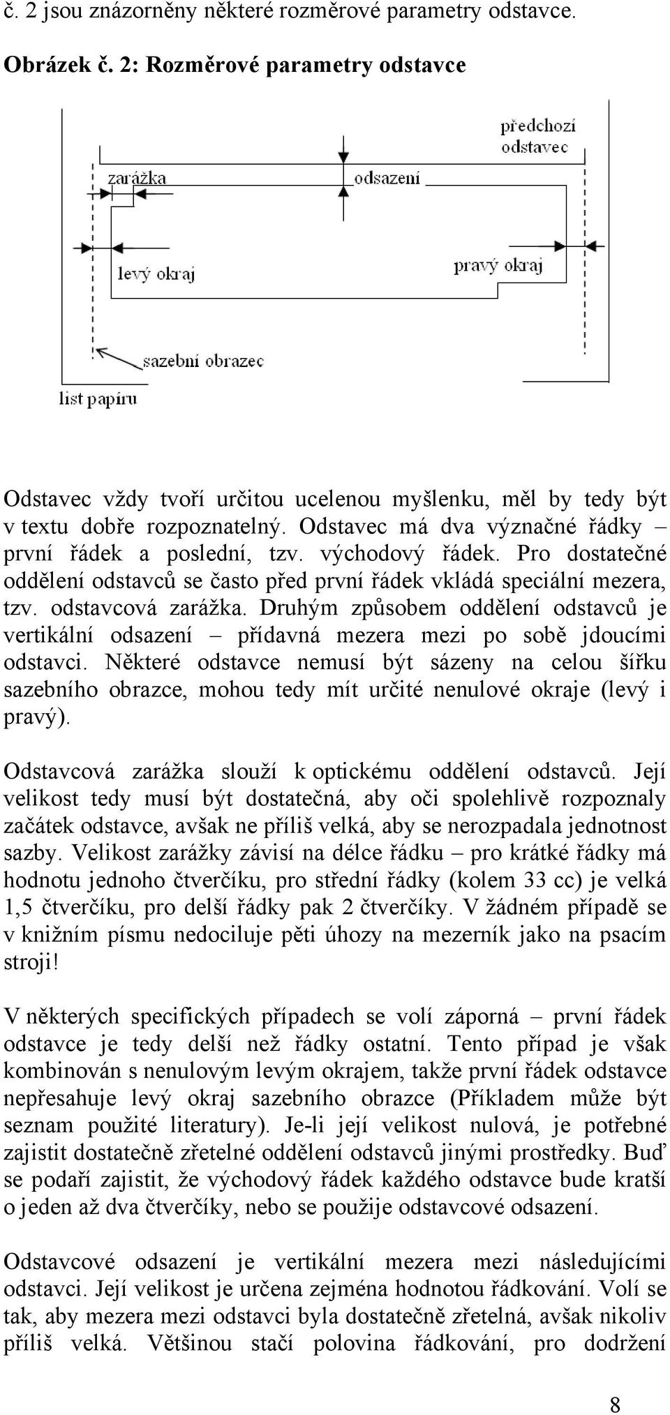 Druhým způsobem oddělení odstavců je vertikální odsazení přídavná mezera mezi po sobě jdoucími odstavci.