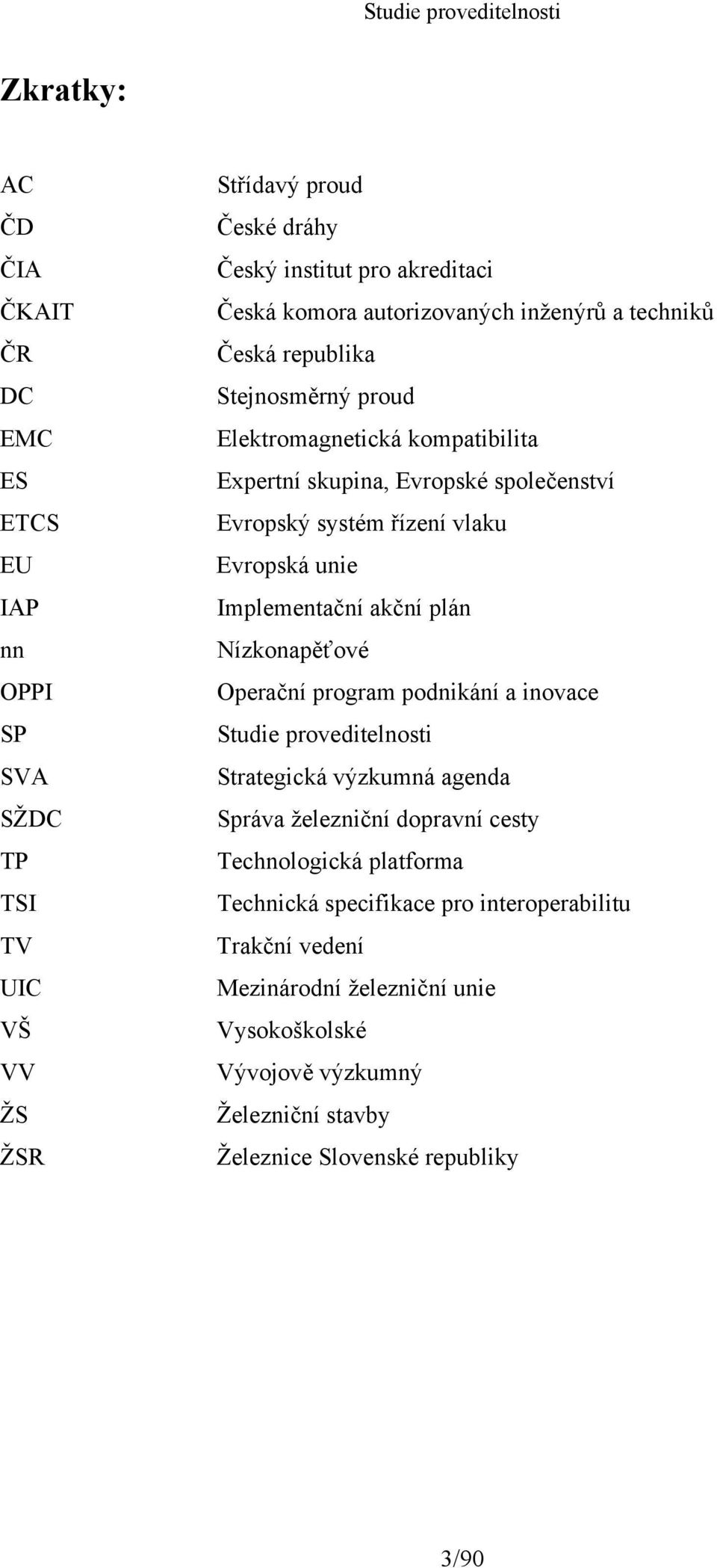 Evropská unie Implementační akční plán Nízkonapěťové Operační program podnikání a inovace Studie proveditelnosti Strategická výzkumná agenda Správa železniční dopravní cesty