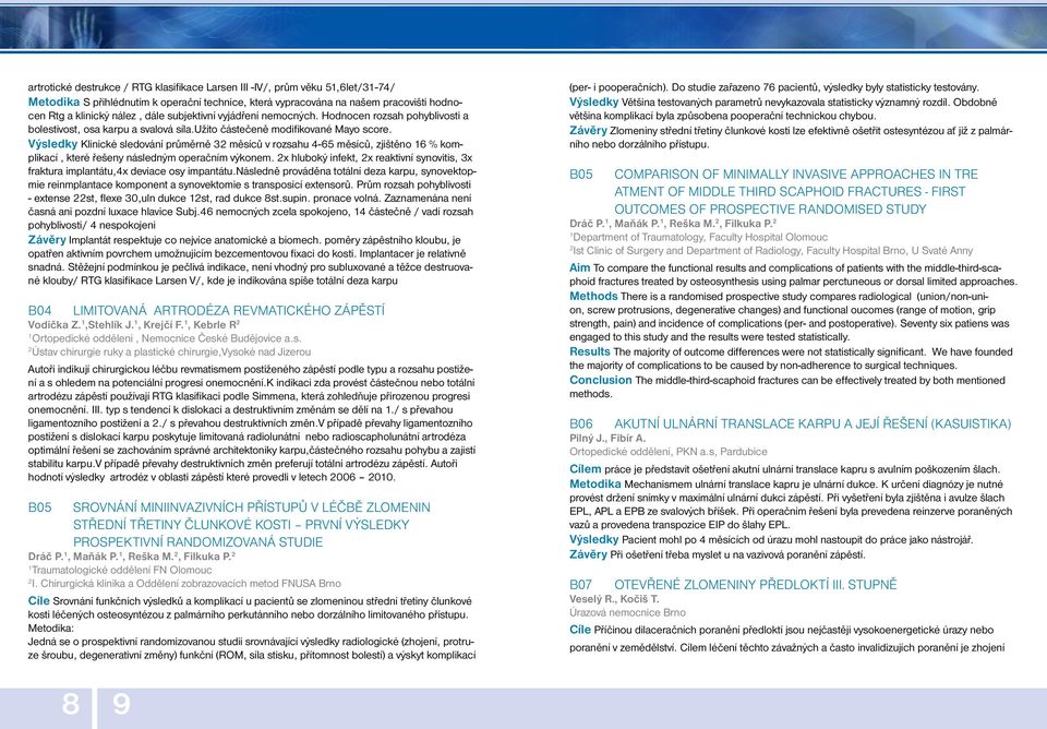 Výsledky Klinické sledování průměrně 3 měsíců v rozsahu 4-65 měsíců, zjištěno 6 % komplikací, které řešeny následným operačním výkonem.