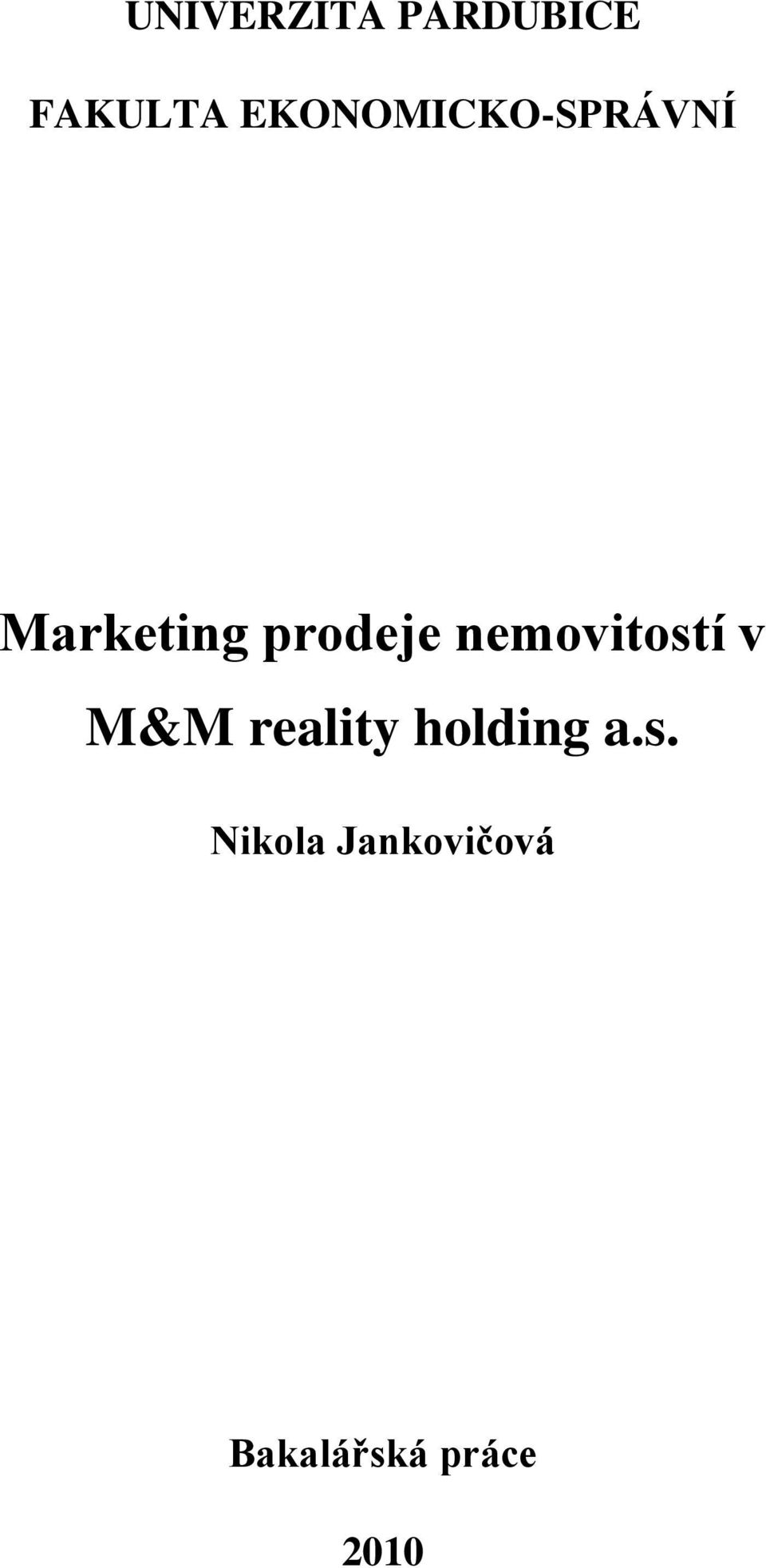 nemovitostí v M&M reality holding a.