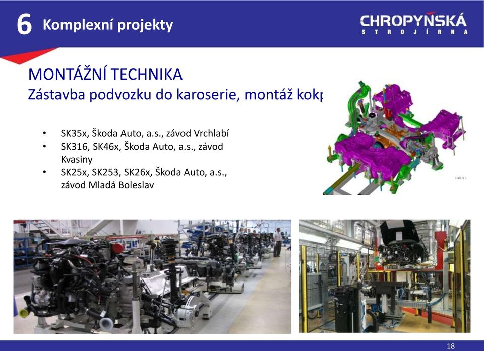 s., závod Kvasiny SK25x, SK253, SK26x, Škoda Auto, a.s., závod Mladá Boleslav 18