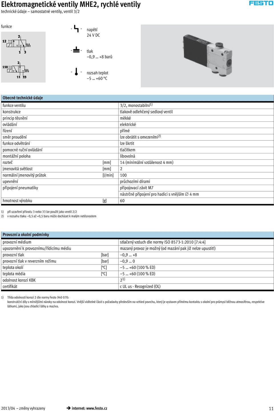 pomocné ruční ovládání tlačítkem montážní poloha libovolná rozteč [mm] 14 (minimální vzdálenost 4 mm) jmenovitá světlost [mm] 2 normální jmenovitý průtok [l/min] 100 upevnění průchozími dírami