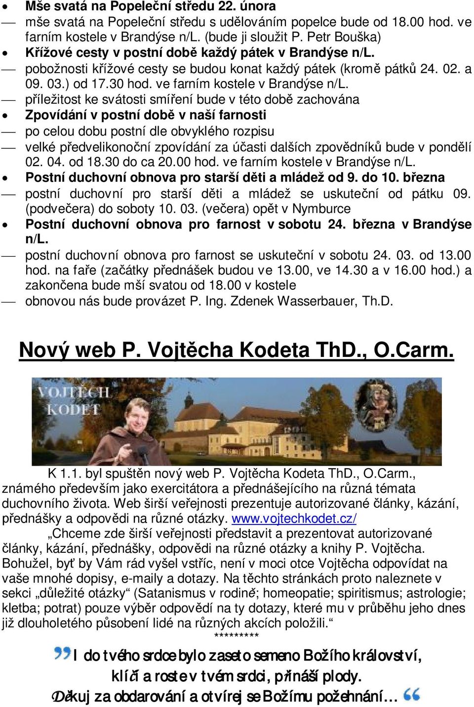 ve farním kostele v Brandýse n/l.