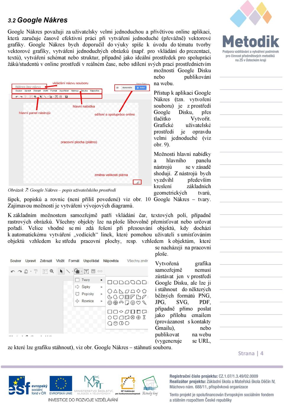 pro vkládání do prezentací, textů), vytváření schémat nebo struktur, případně jako ideální prostředek pro spolupráci žáků/studentů v online prostředí v reálném čase, nebo sdílení svých prací