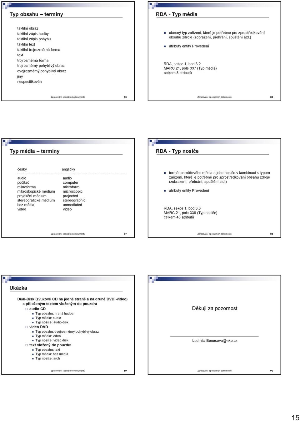 ) atributy entity Provedení RDA, sekce 1, bod 3.