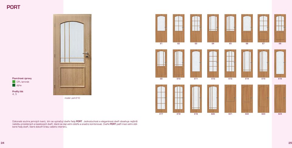 Jednoduchost a elegantnost dveří obsahuje nejširší nabídku prosklených a kazetových dveří, které se dají