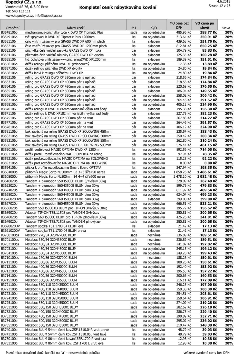 25 Kč 20% B3553106 příchytka čela vnitřní zásuvky GRASS DWD XP nízká pár skladem 104.79 Kč 83.83 Kč 20% B3554106 příchytka čela vnitřní zásuvky GRASS DWD XP vysoká pár skladem 125.35 Kč 100.