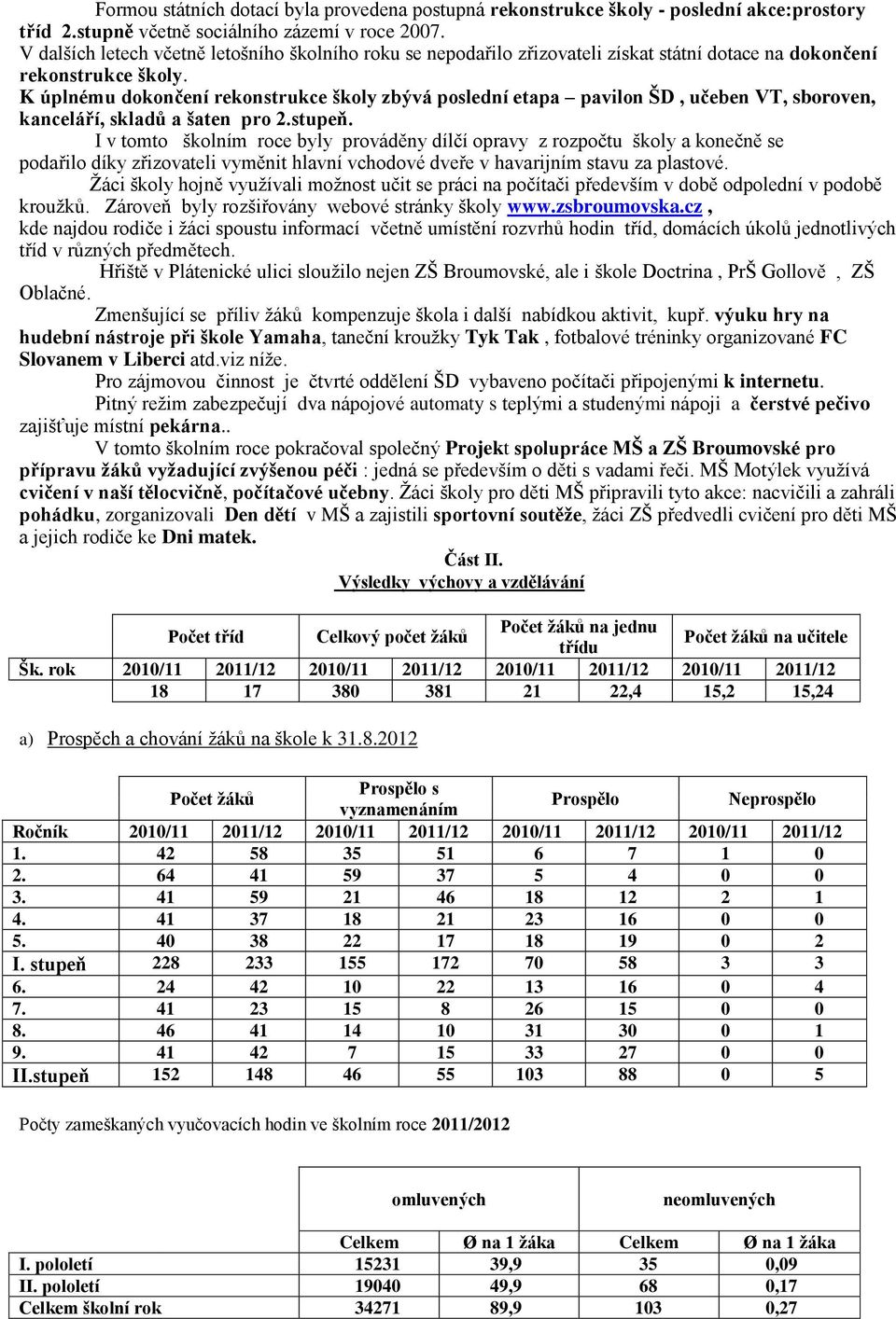 K úplnému dokončení rekonstrukce školy zbývá poslední etapa pavilon ŠD, učeben VT, sboroven, kanceláří, skladů a šaten pro 2.stupeň.