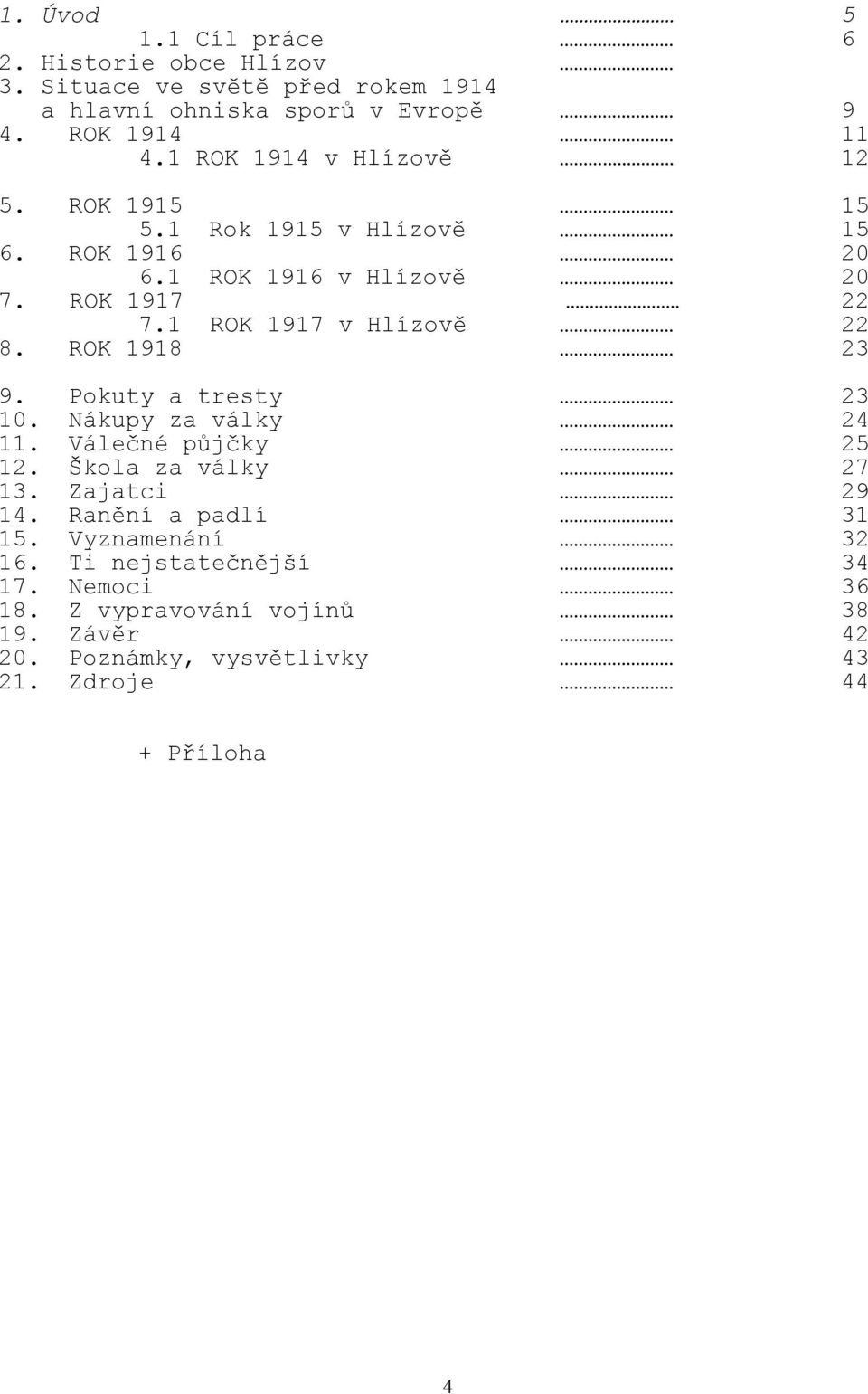 1 ROK 1917 v Hlízově 22 8. ROK 1918 23 9. Pokuty a tresty 23 10. Nákupy za války 24 11. Válečné půjčky 25 12. Škola za války 27 13.
