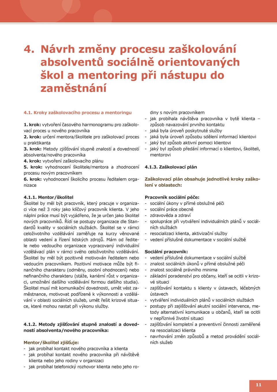 krok: Metody zjišťování stupně znalostí a dovedností absolventa/nového pracovníka 4. krok: vytvoření zaškolovacího plánu 5.