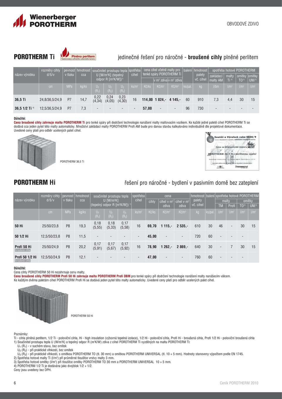 cihel malty AM Ti 2) TO 3) UNI 3) cm MPa kg/ks U 1 U 2 U 3 ks/m 2 Kč/ks Kč/m 2 Kč/m 3 ks/pal.