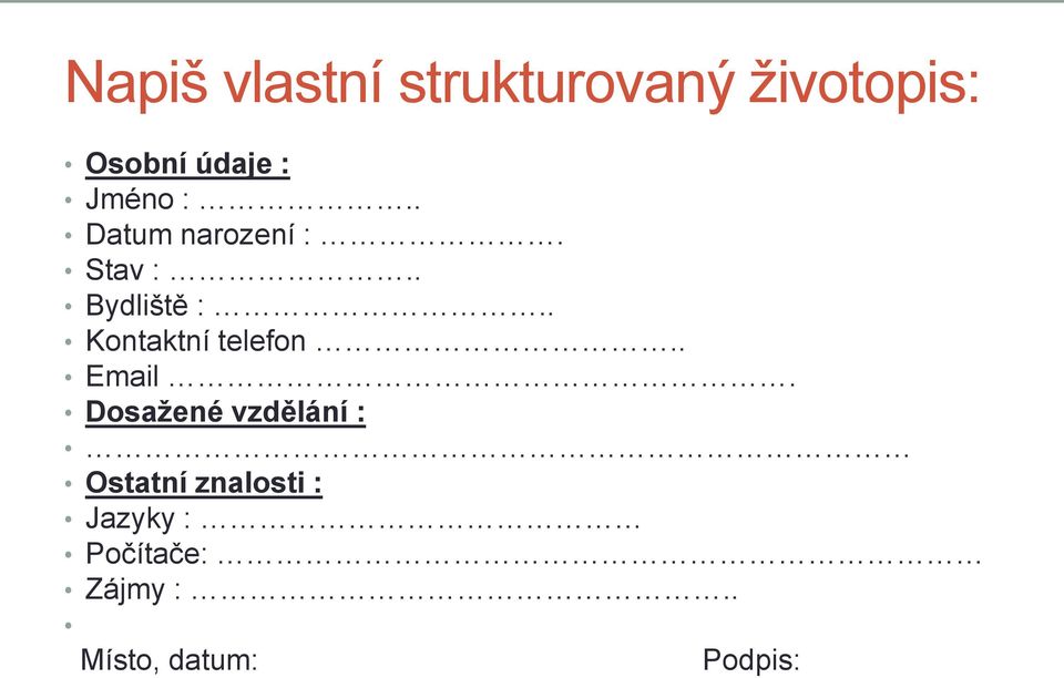 . Kontaktní telefon.. Email.