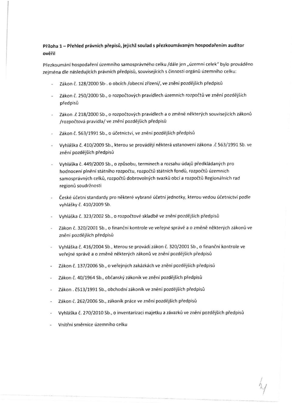 , o rozpočtových pravidlech územních rozpočtů ve znění pozdějších předpisů - Zákon.č 218/2000 Sb.