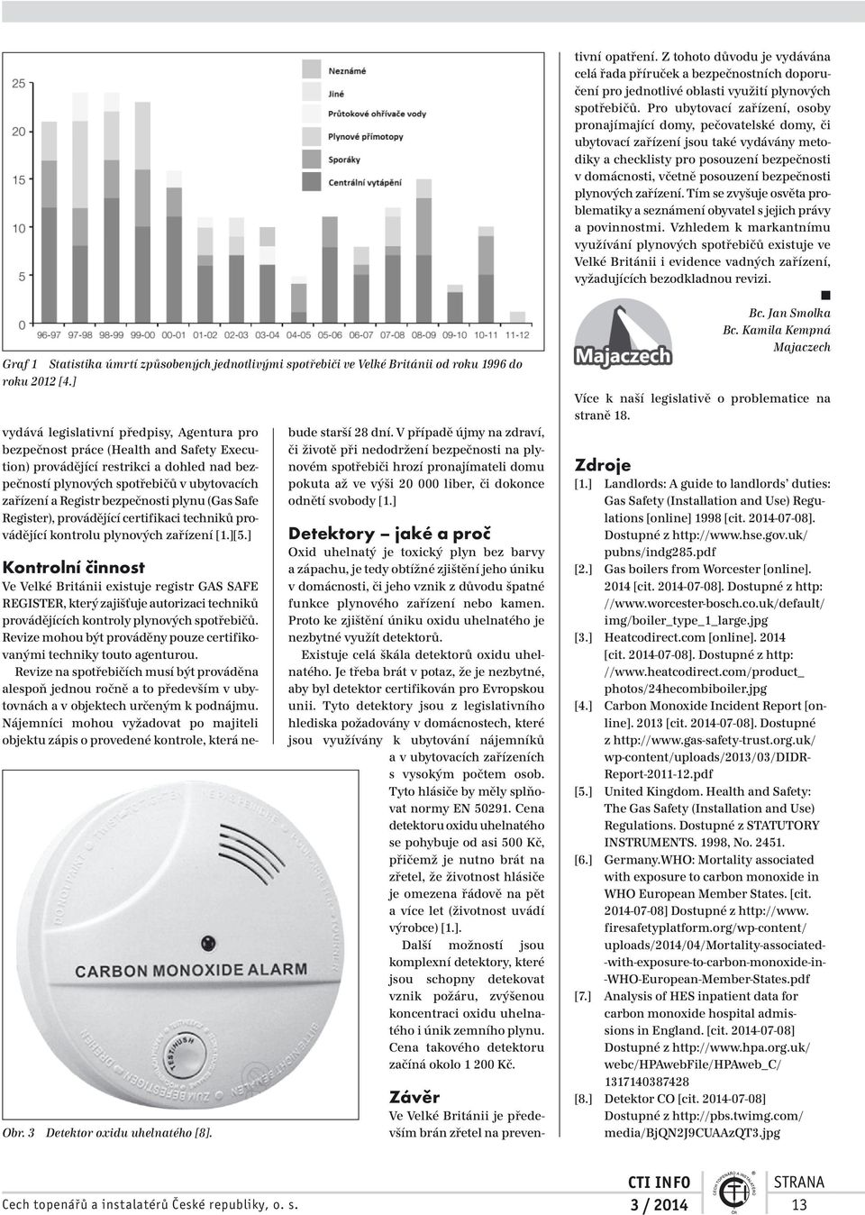 bezpečnosti plynu (Gas Safe Register), provádějící certifikaci techniků provádějící kontrolu plynových zařízení [1.][5.] Obr. 3 Detektor oxidu uhelnatého [8].