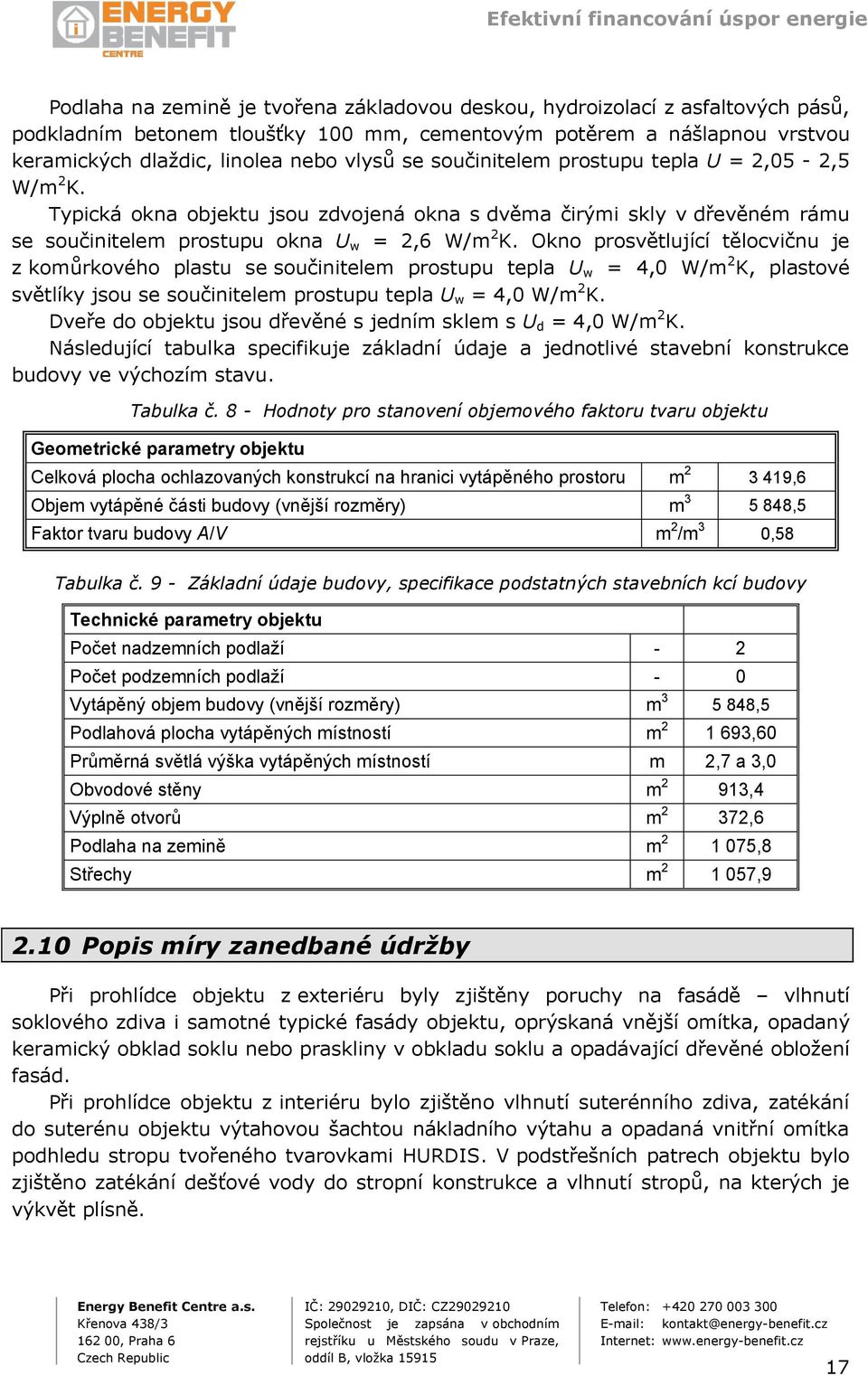 Okno prosvětlující tělocvičnu je z komůrkového plastu se součinitelem prostupu tepla U w = 4,0 W/m 2 K, plastové světlíky jsou se součinitelem prostupu tepla U w = 4,0 W/m 2 K.