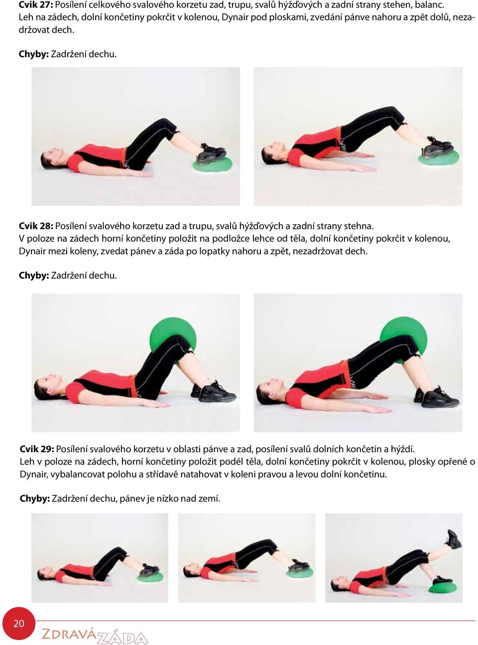Cvik 28: Posílení svalového korzetu zad a trupu, svalů hýžďových a zadní strany stehna.