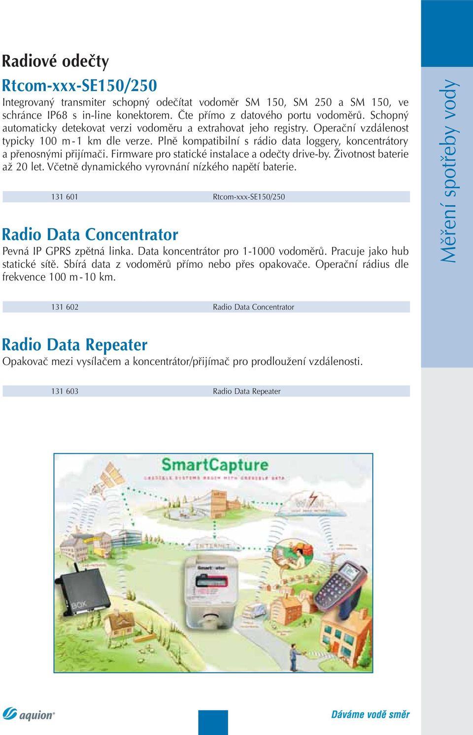 Plně kompatibilní s rádio data loggery, koncentrátory a přenosnými přijímači. Firmware pro statické instalace a odečty drive-by. Životnost baterie až 20 let.