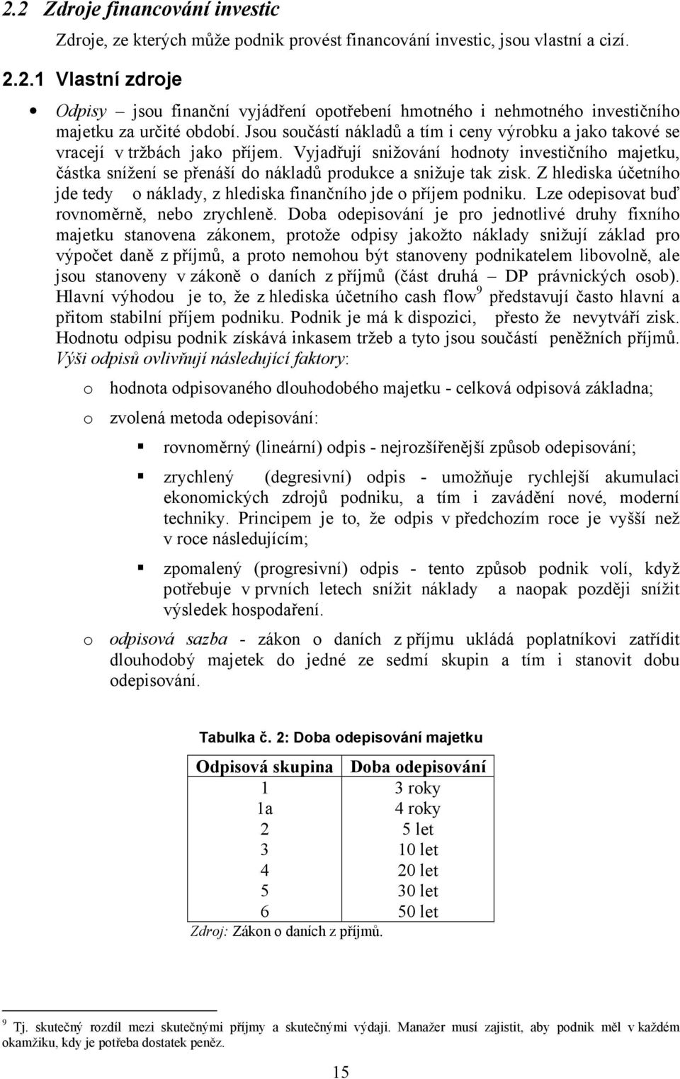 Vyjadřují snižování hodnoty investičního majetku, částka snížení se přenáší do nákladů produkce a snižuje tak zisk. Z hlediska účetního jde tedy o náklady, z hlediska finančního jde o příjem podniku.