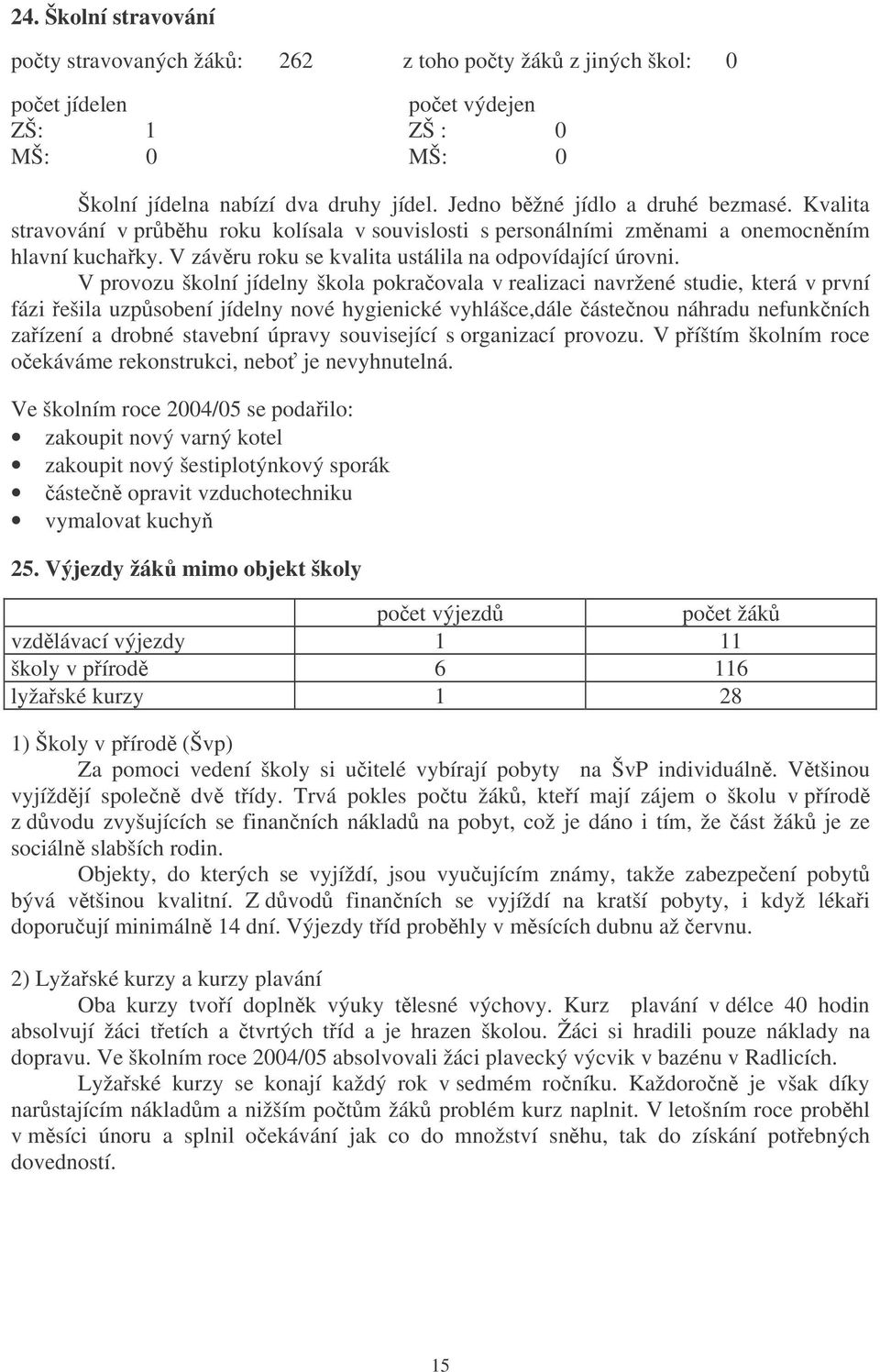 V provozu školní jídelny škola pokraovala v realizaci navržené studie, která v první fázi ešila uzpsobení jídelny nové hygienické vyhlášce,dále ástenou náhradu nefunkních zaízení a drobné stavební