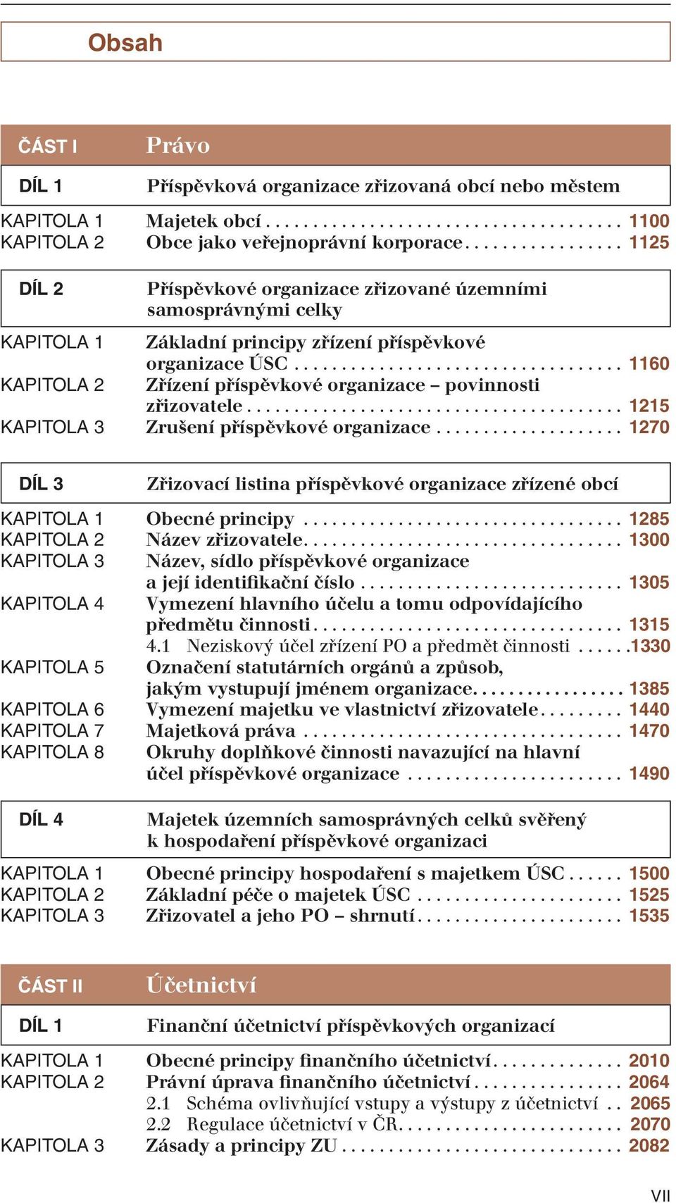 .................................. 1160 KAPITOLA 2 Zřízení příspěvkové organizace povinnosti zřizovatele........................................ 1215 KAPITOLA 3 Zrušení příspěvkové organizace.