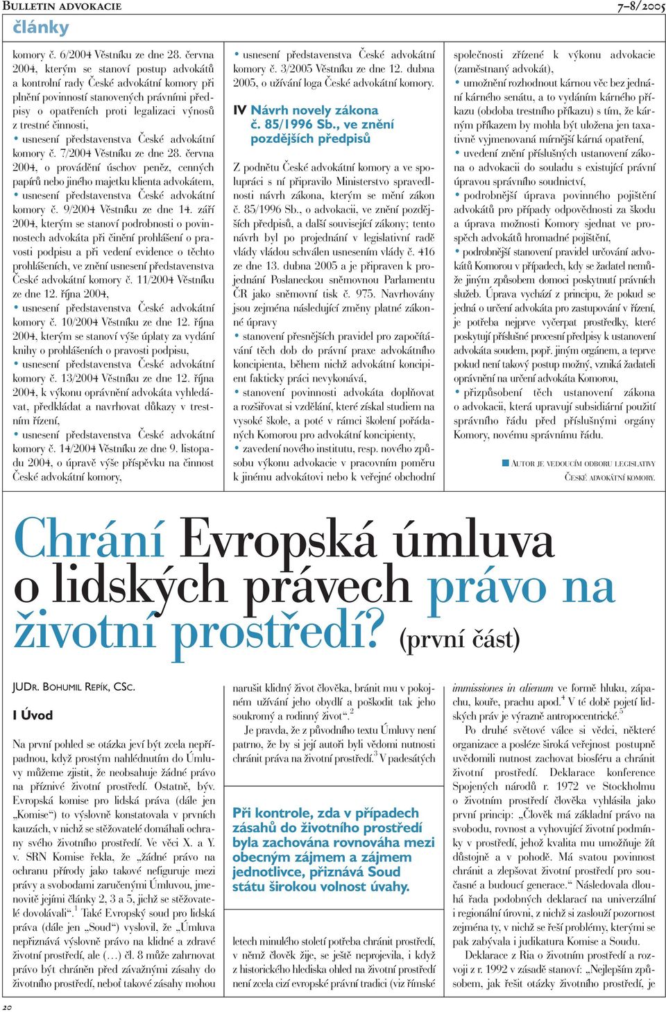 usnesení představenstva České advokátní komory č. 7/2004 Věstníku ze dne 28.