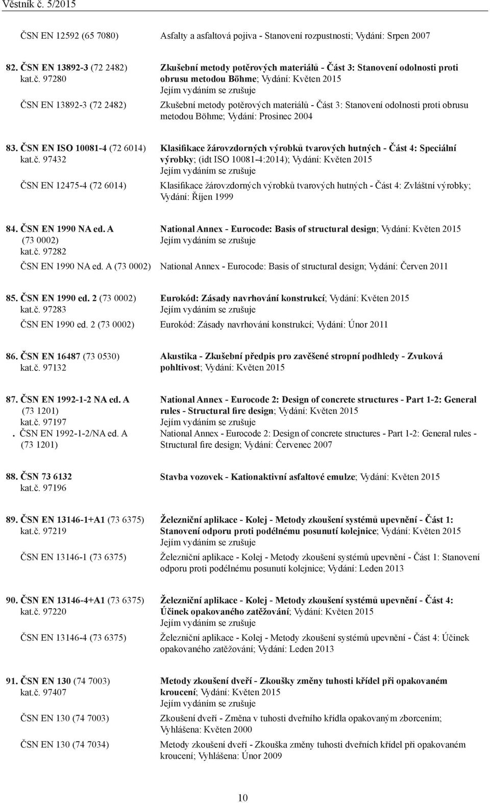 Stanovení odolnosti proti obrusu metodou Böhme; Vydání: Prosinec 2004 83. ČSN EN ISO 10081-4 (72 6014) kat.č.