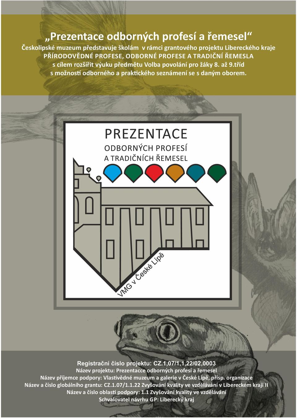 1,07/1,1,22/02,0003 Název projektu: Prezentacce odborných profesí a řemesel Název příjemce podpory: Vlas vědné muzeum a galerie v České Lípě, přísp.