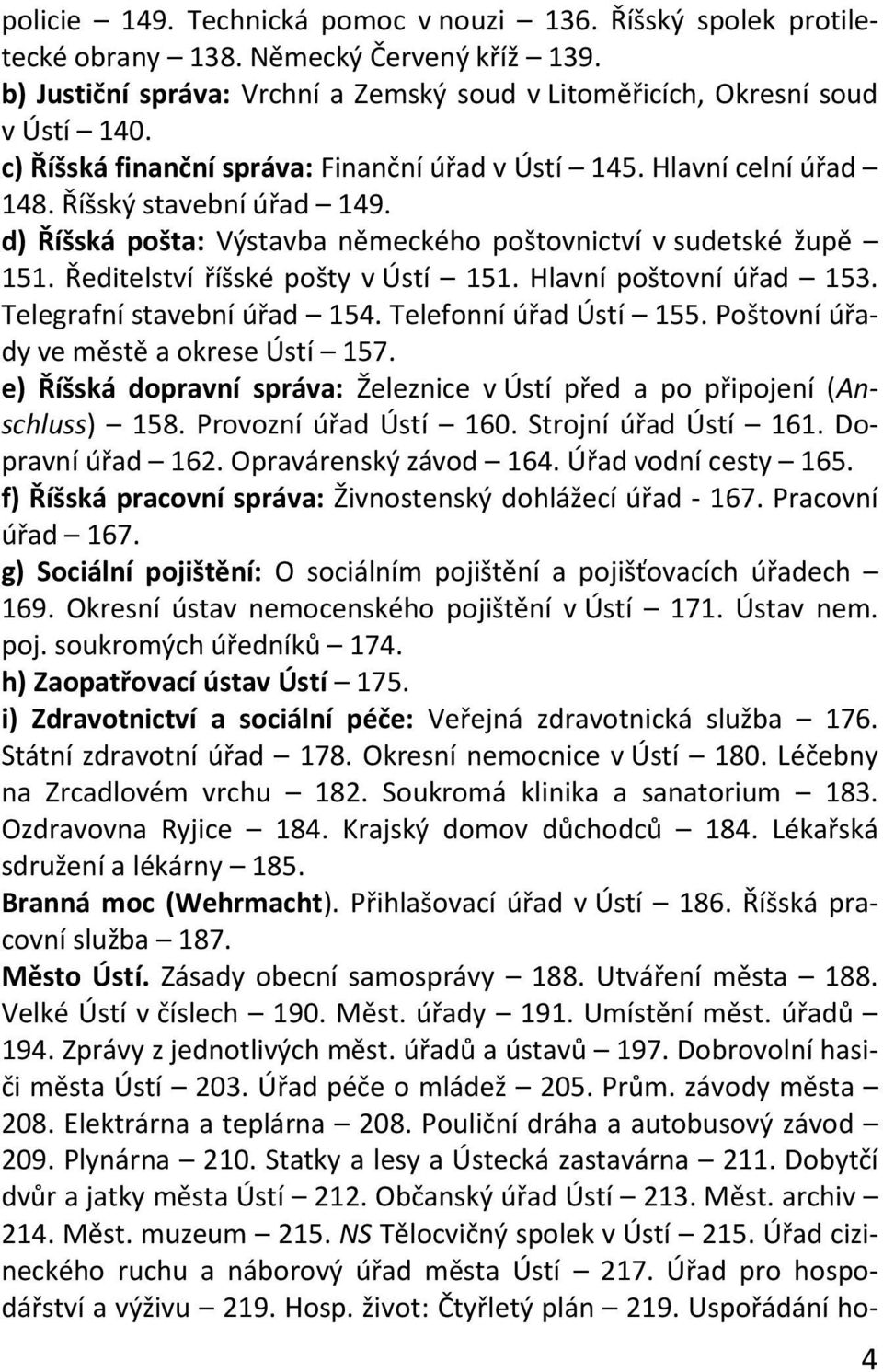 Ředitelství říšské pošty v Ústí 151. Hlavní poštovní úřad 153. Telegrafní stavební úřad 154. Telefonní úřad Ústí 155. Poštovní úřady ve městě a okrese Ústí 157.