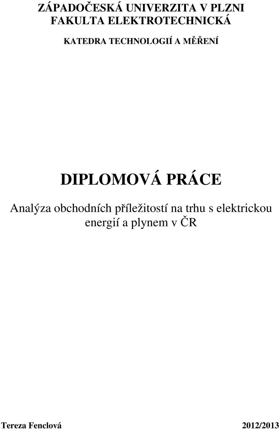 DIPLOMOVÁ PRÁCE Analýza obchodních příležitostí na