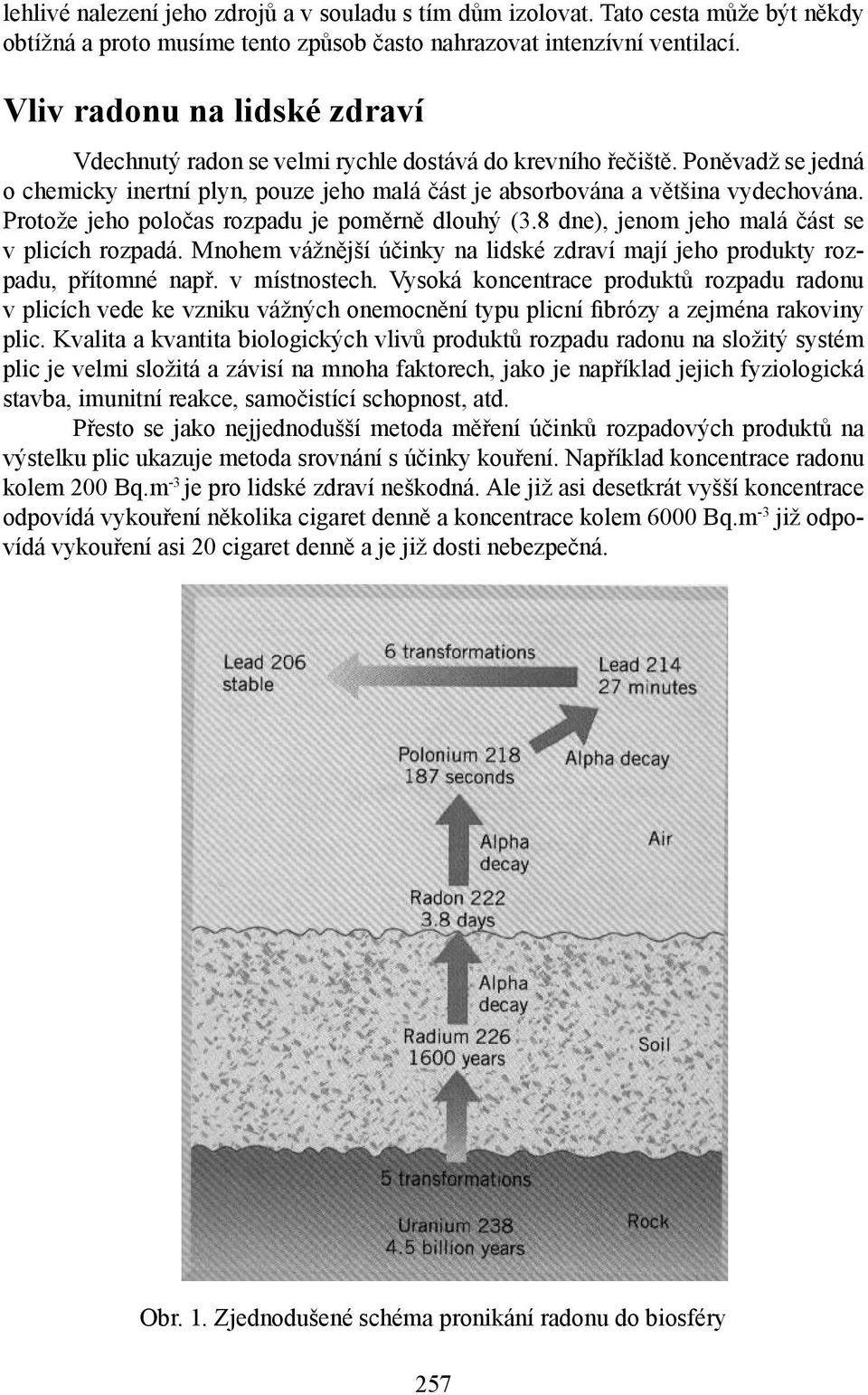 Protože jeho poločas rozpadu je poměrně dlouhý (3.8 dne), jenom jeho malá část se v plicích rozpadá. Mnohem vážnější účinky na lidské zdraví mají jeho produkty rozpadu, přítomné např. v místnostech.