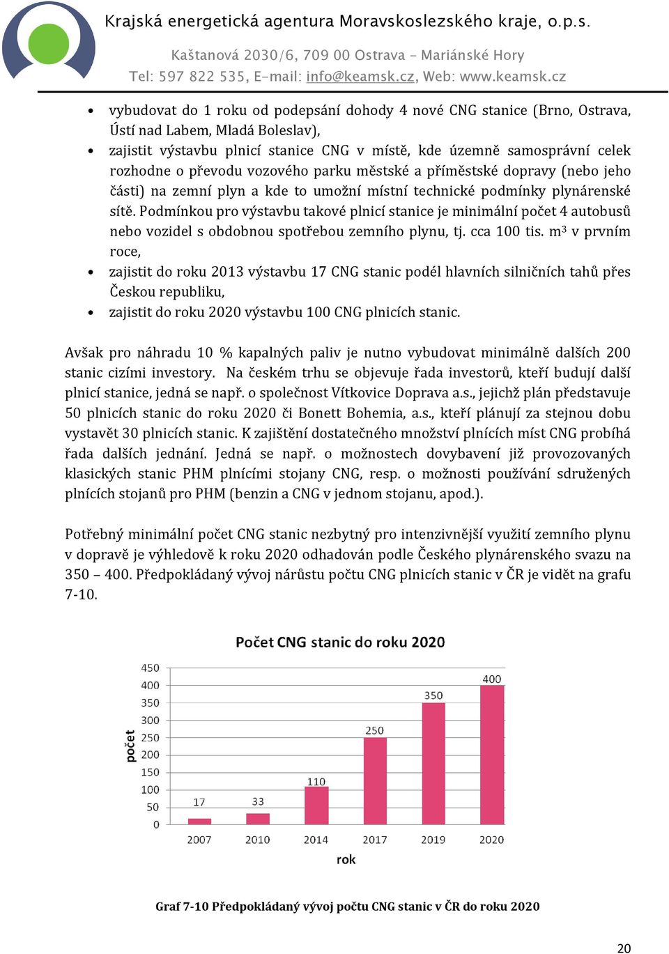 Podmínkou pro výstavbu takové plnicí stanice je minimální počet 4 autobusů nebo vozidel s obdobnou spotřebou zemního plynu, tj. cca 100 tis.