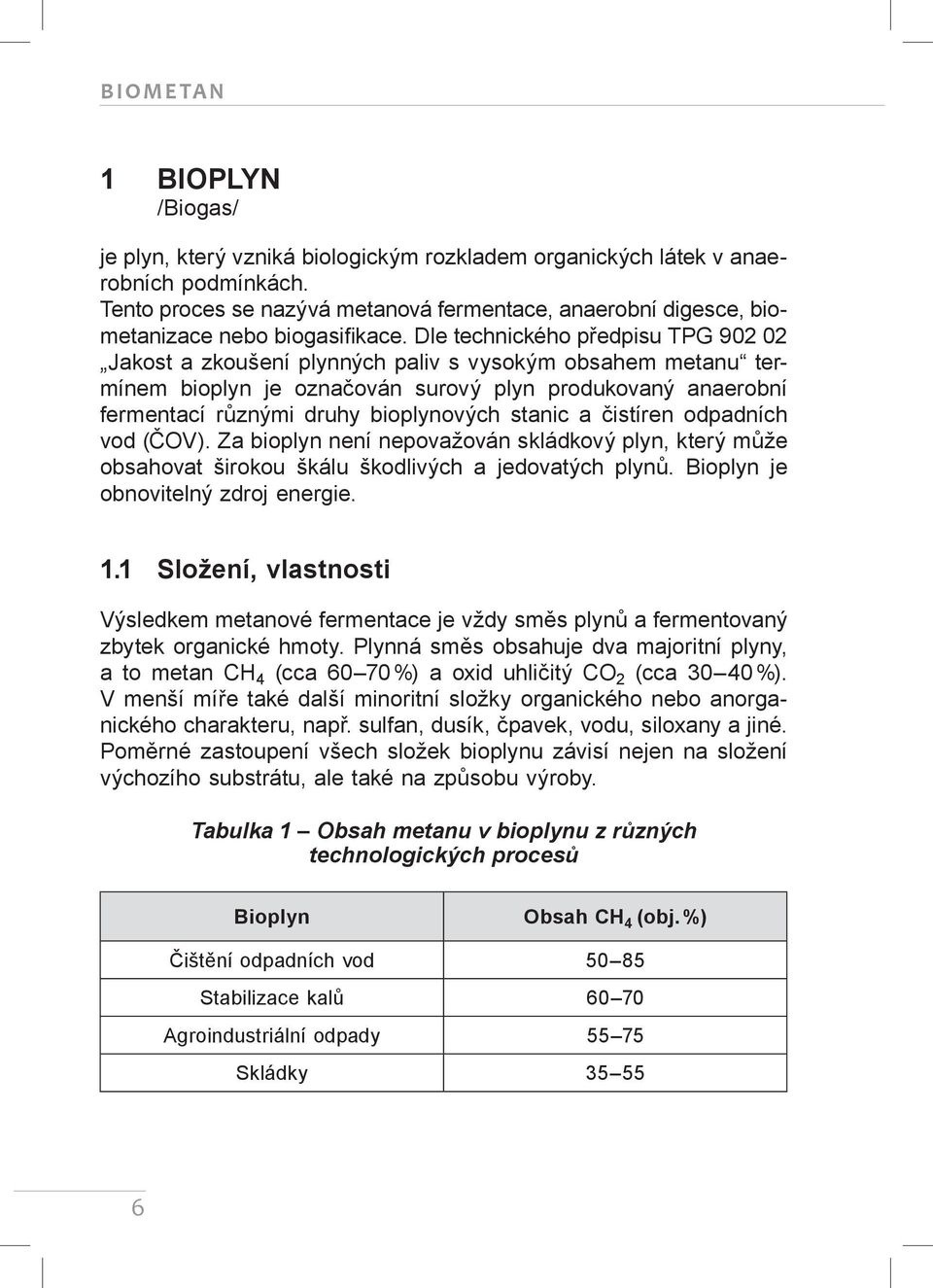 Dle technického předpisu TPG 902 02 Jakost a zkoušení plynných paliv s vysokým obsahem metanu termínem bioplyn je označován surový plyn produkovaný anaerobní fermentací různými druhy bioplynových