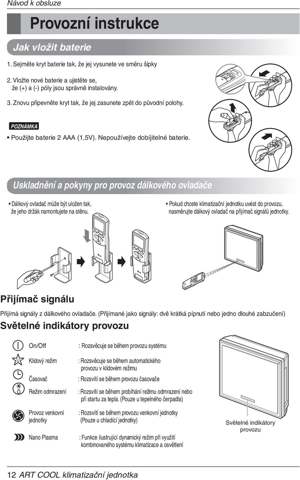 Uskladnění a pokyny pro provoz dálkového ovladače Dálkový ovladač může být uložen tak, že jeho držák namontujete na stěnu.