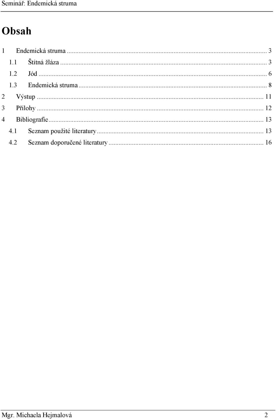 .. 12 4 Bibliografie... 13 4.1 Seznam pouţité literatury.