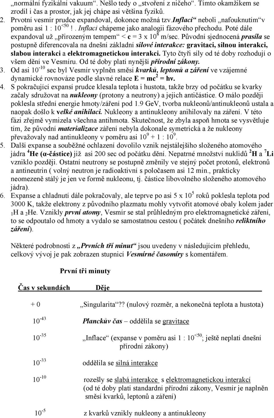 Původní sjednocená prasíla se postupně diferencovala na dnešní základní silové interakce: gravitaci, silnou interakci, slabou interakci a elektromagnetickou interakci.