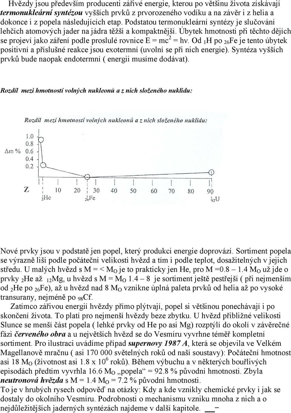 Úbytek hmotnosti při těchto dějích se projeví jako záření podle proslulé rovnice E = mc 2 = hν.