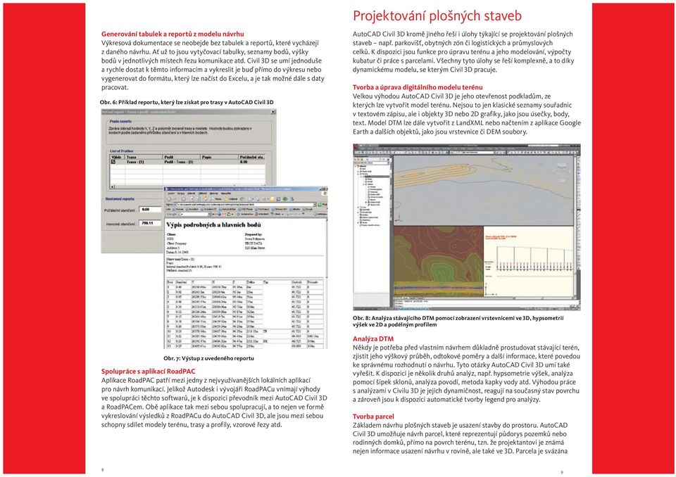 Civil 3D se umí jednoduše a rychle dostat k těmto informacím a vykreslit je buď přímo do výkresu nebo vygenerovat do formátu, který lze načíst do Excelu, a je tak možné dále s daty pracovat. Obr.