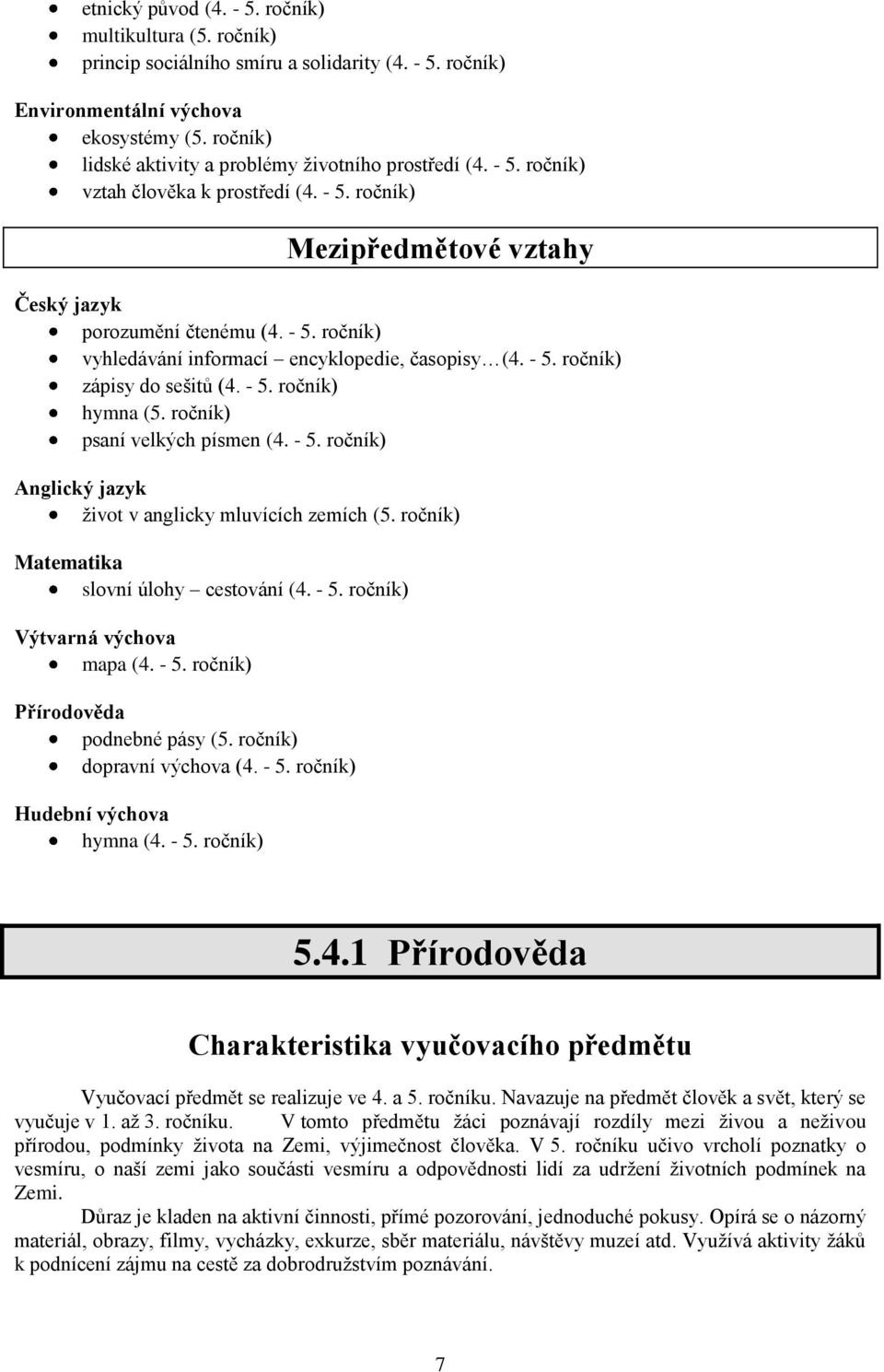 - 5. ročník) zápisy do sešitů (4. - 5. ročník) hymna (5. ročník) psaní velkých písmen (4. - 5. ročník) Anglický jazyk život v anglicky mluvících zemích (5.