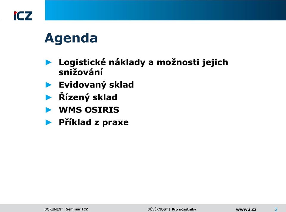 Evidovaný sklad Řízený sklad