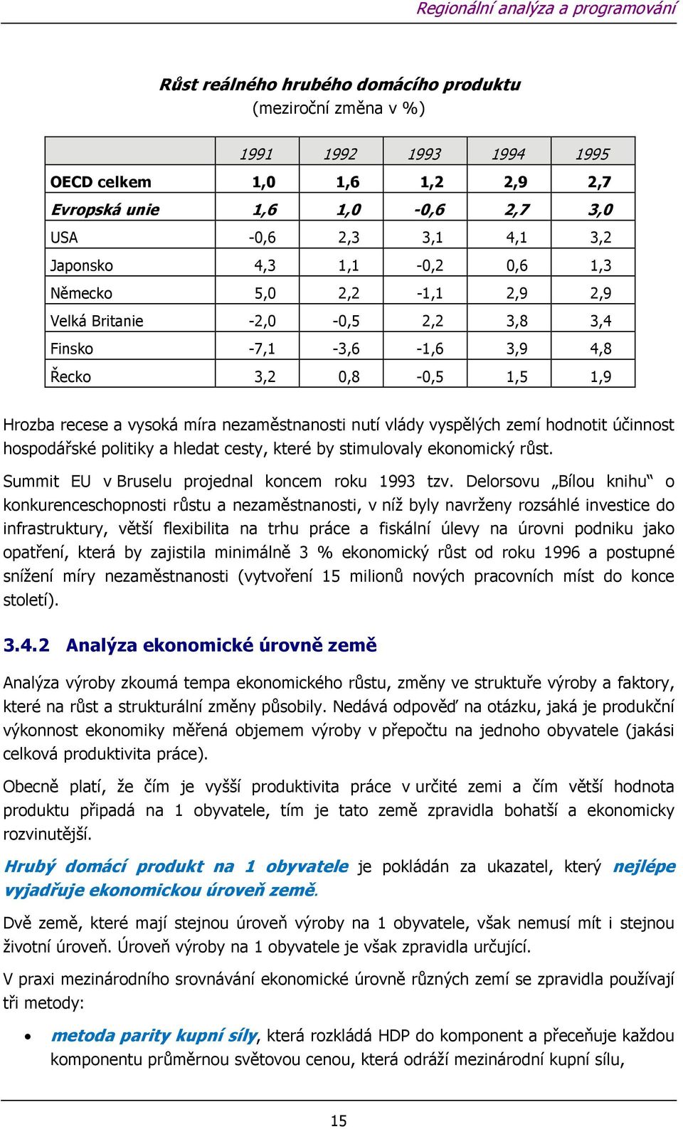 hodnotit účinnost hospodářské politiky a hledat cesty, které by stimulovaly ekonomický růst. Summit EU v Bruselu projednal koncem roku 1993 tzv.