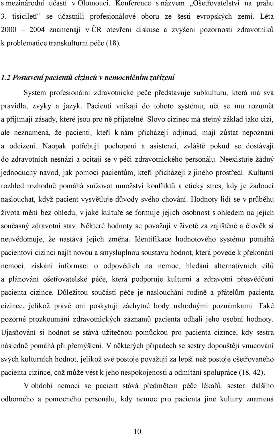 2 Postavení pacientů cizinců v nemocničním zařízení Systém profesionální zdravotnické péče představuje subkulturu, která má svá pravidla, zvyky a jazyk.