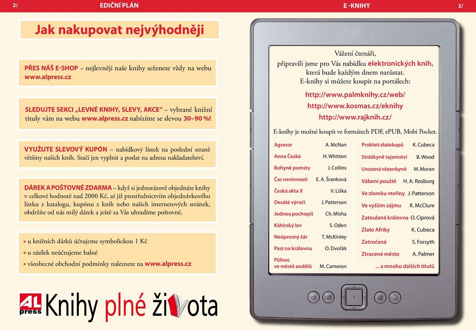 Vážení čtenáři, připravili jsme pro Vás nabídku elektronických knih, která bude každým dnem narůstat. E-knihy si můžete koupit na portálech: http://www.palmknihy.cz/web/ http://www.kosmas.