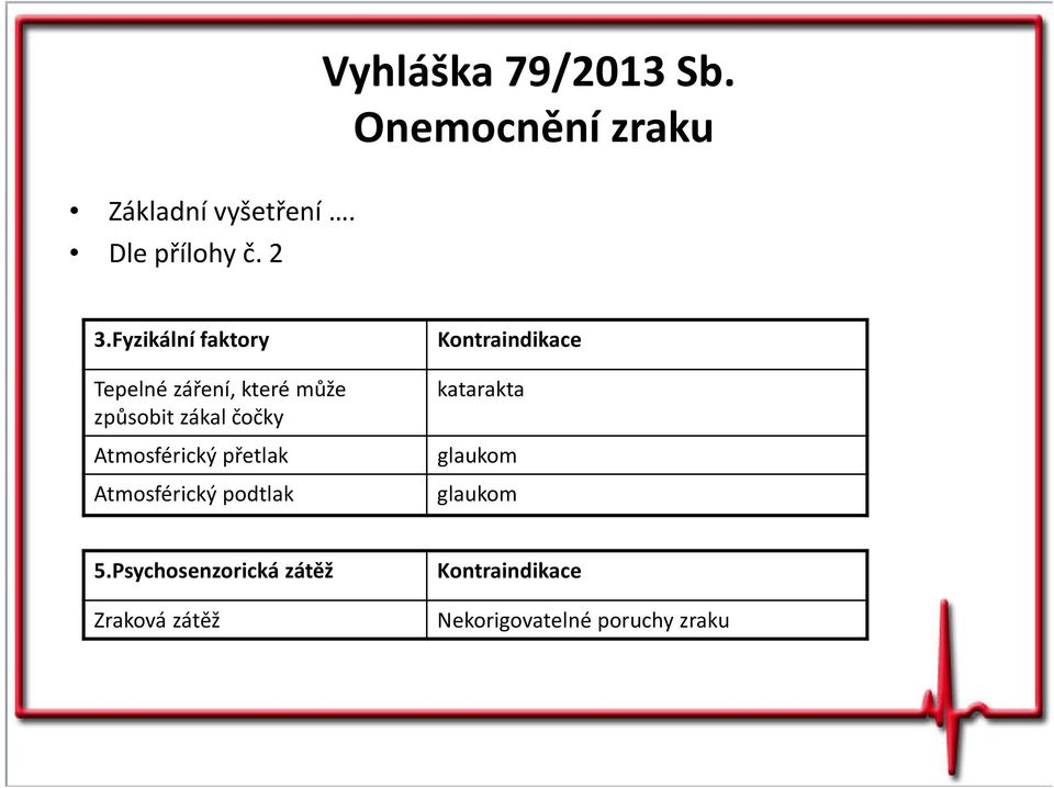 Atmosférický přetlak Atmosférický podtlak Kontraindikace katarakta glaukom