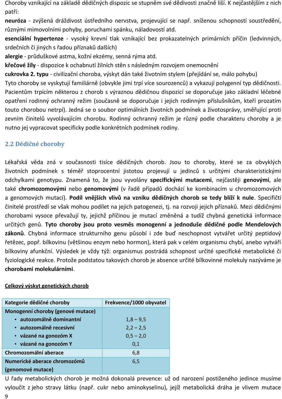 esenciální hypertenze - vysoký krevní tlak vznikající bez prokazatelných primárních příčin (ledvinných, srdečních či jiných s řadou příznaků dalších) alergie - průduškové astma, kožní ekzémy, senná