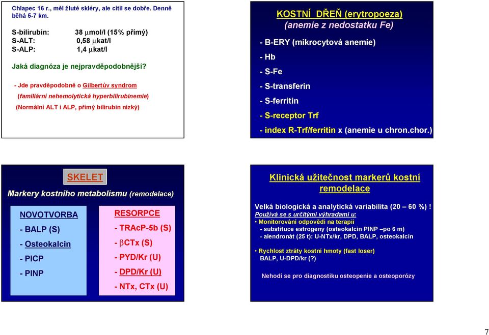 anemie) -Hb -S-Fe -S-transferin -S-ferritin -S-receptor Trf -index R-Trf/ferritin x (anemie u chron.chor.