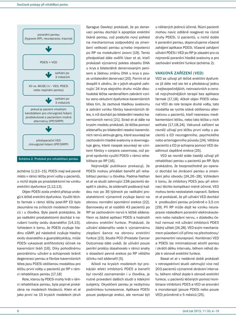 chirurgické řešení (IPP/SRPP) Schéma 2. Protokol pro rehabilitaci penisu. (schéma 1) [13 15].